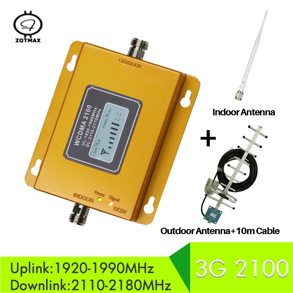 Ретранслятор ZQTMAX 3G усилитель сигнала сотового телефона 3g сетевой wcdma UMTS 2100 с