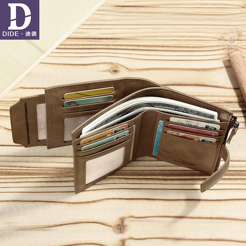 DIDE 2019 винтажные мужские кошельки из натуральной кожи женские на молнии держатель