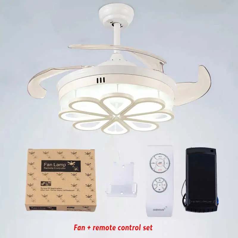 ceiling fan with RC 4" потолочный вентилятор светильник светодиодный трехцветный светильник с дистанционным управлением регулировка скорости ABS невидимое лезвие - Цвет лезвия: ceiling fan with RC
