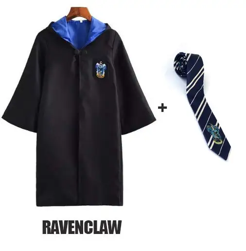Ravenclaw косплей на Гриффиндор Hufflepuff костюм Слизерин Поттер халат плащ с галстуком шарф Поттер Костюм - Цвет: Ravenclaw and Tie 1