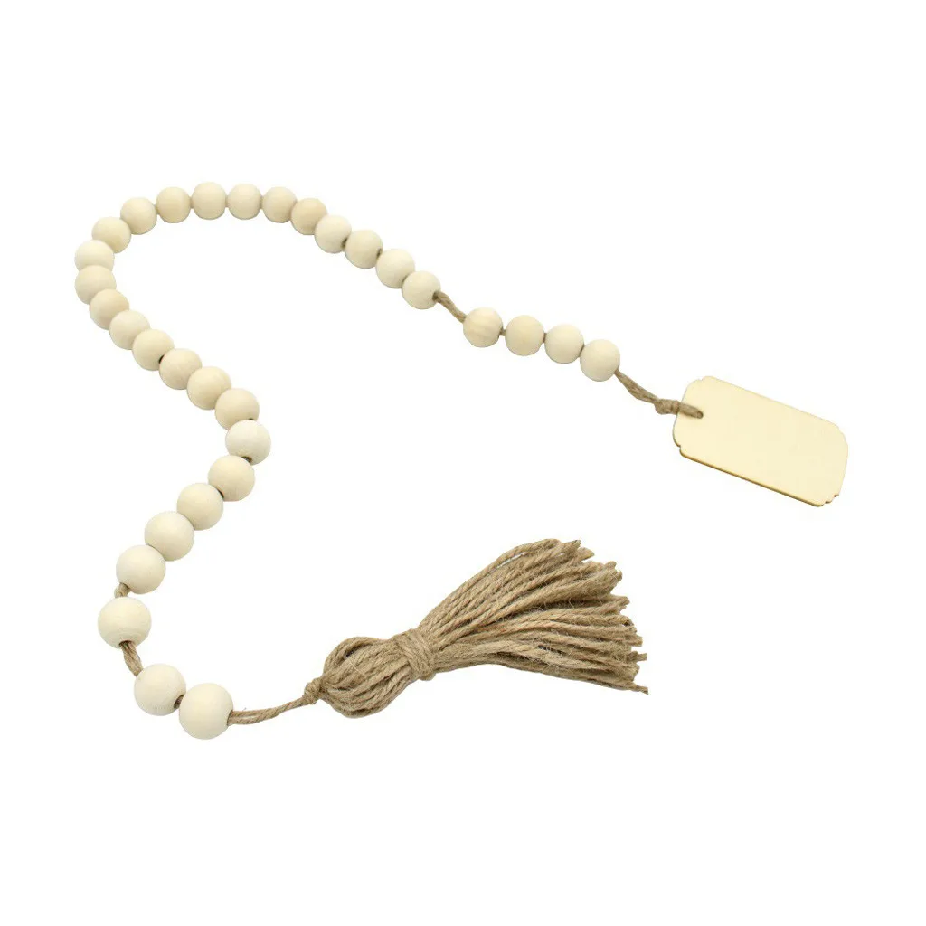 Деревянная гирлянда из бусин с кисточками и бусинами | Дом сад
