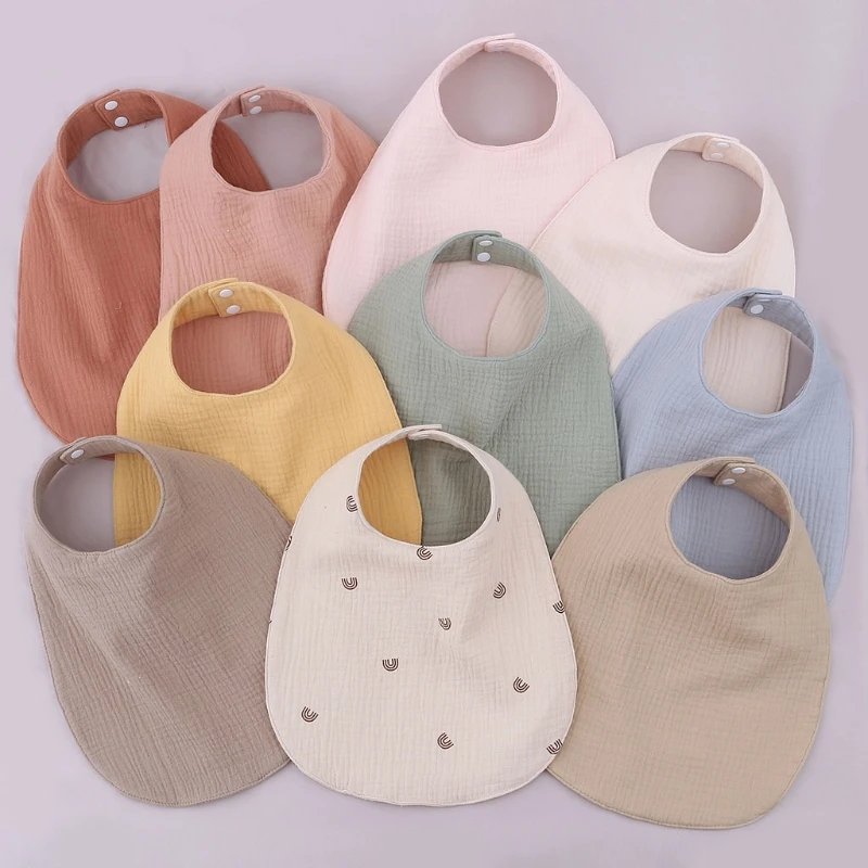 

Infant Saliva Towel with Snap Fastener Baby Feeding Bibs for Boys Girls Baby Bib Breathable Baby Drool Bibs