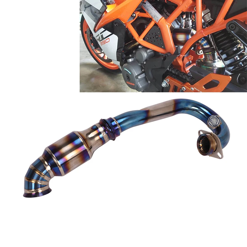 

Motorcycle Exhaust Pipe Blue Titanium Alloy Header Pipe Slip On Original Catalyst Modified for Duke 125 250 390 RC390 2017-2021