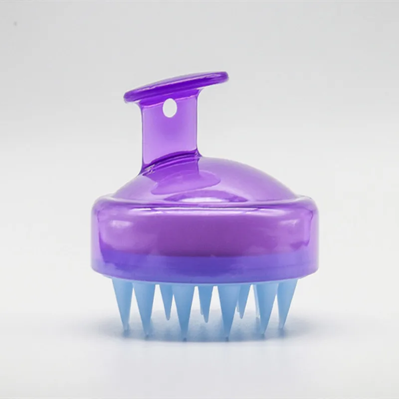 Purple Massage comb 1 шт. Массажная щетка силиконовая насадка для тела Шампунь Щетка для массажа головы гребень для мытья волос гребень для душа мягкая щетка для ванны реквизит - Цвет: Purple Massage comb