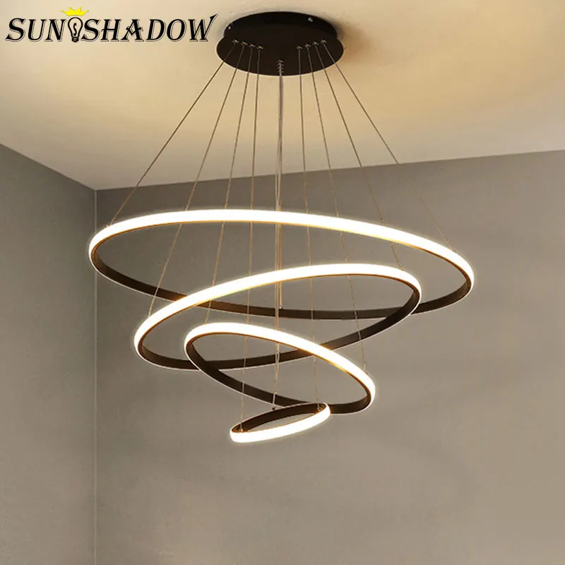 Современная светодиодная люстра 6 кругов 5 колец освещение для фойе гостиной