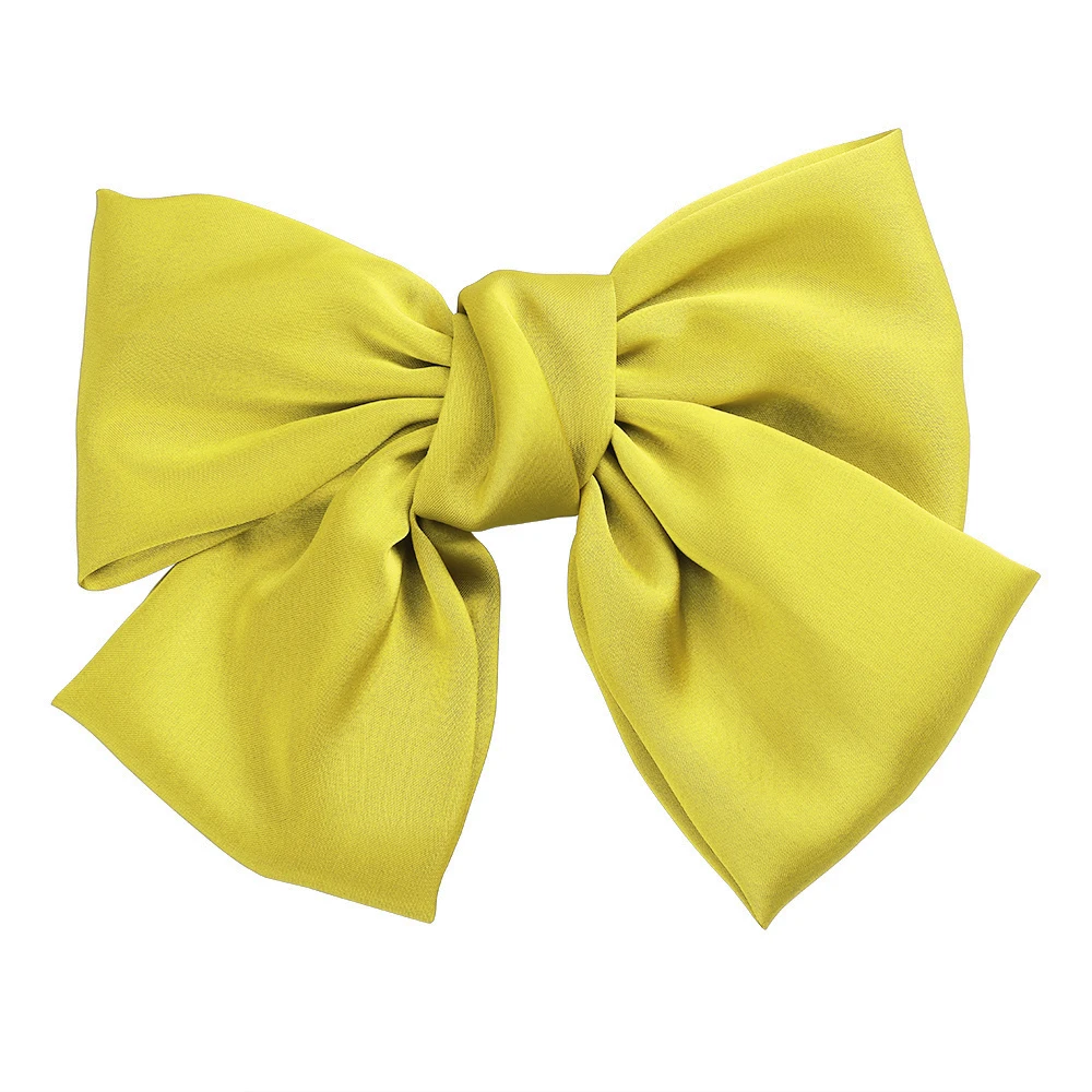clip-yellow green Haimeikang, большой бант для волос, заколки для волос, атлас, два слоя, Бабочка, бант, Шпилька для девушек, аксессуары для волос для женщин, Шпилька-бант - Цвет: clip-yellow green