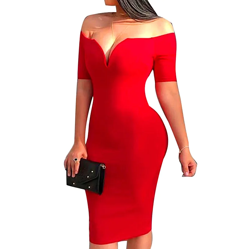 Летнее платье 2019 Новое сексуальное Глубокий v-образный вырез с открытыми плечами