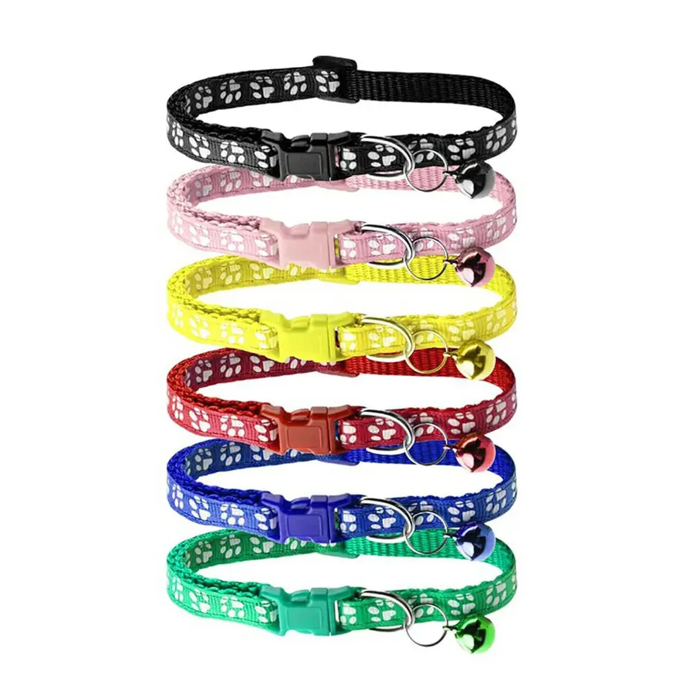 

6Pcs Wholesale With Bell Collars Delicate Safety Casual Nylon Dog Collar Neck Strap Fashion Adjustable Bell Pet Cat Dog Collar