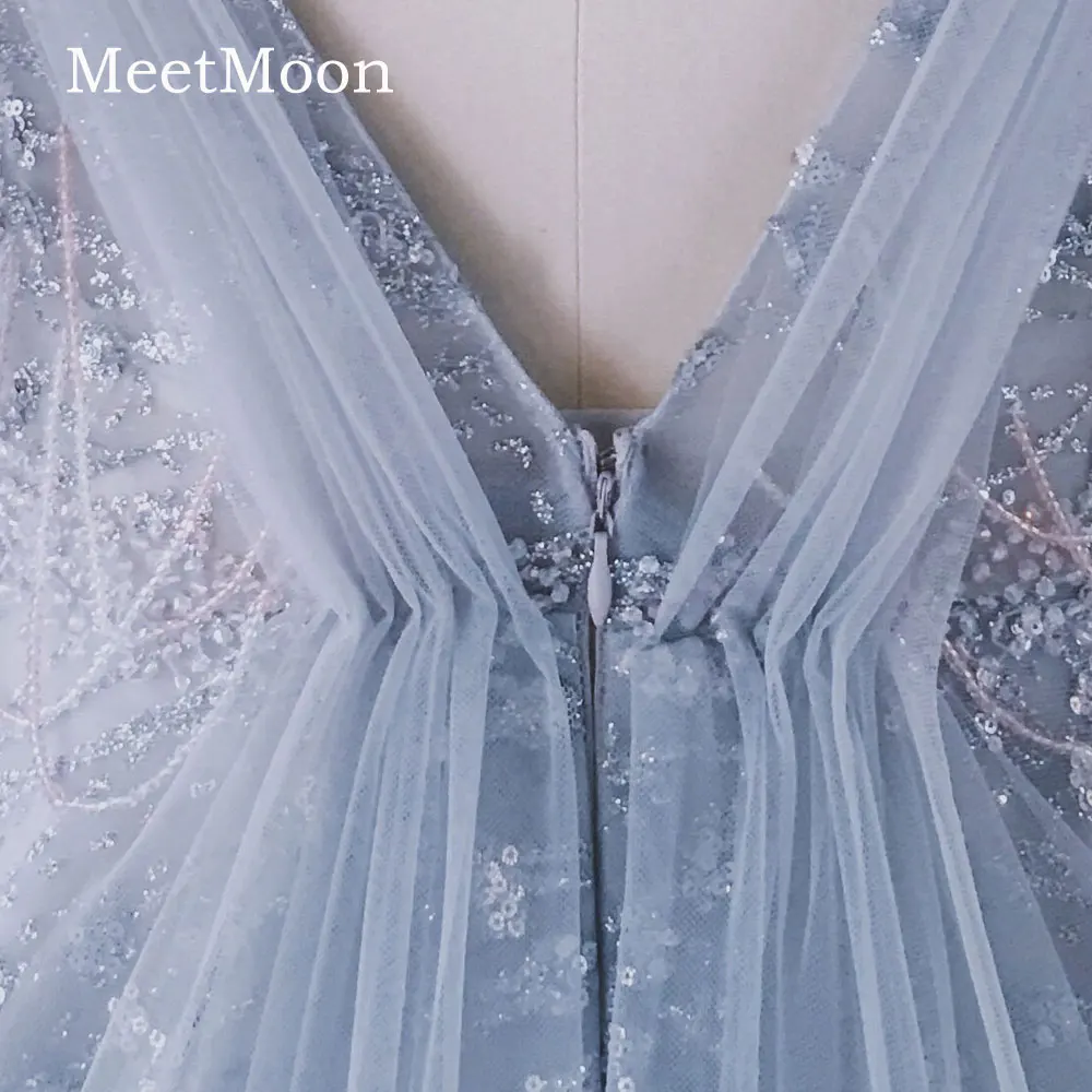 MeetMoon Evening Dress Long Luxury 2020 Party Gown Crystal Tassels Sequined Women V Neck Formal Pageant Dresses Robe De Soiree | Свадьбы и