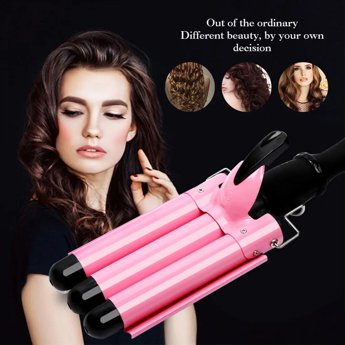 

Hair Curler Ceramic Three Stick Hairpin Styling Tool Electric Professional Hairdressing Wand Magic Hair Curler Hairdressing Tool