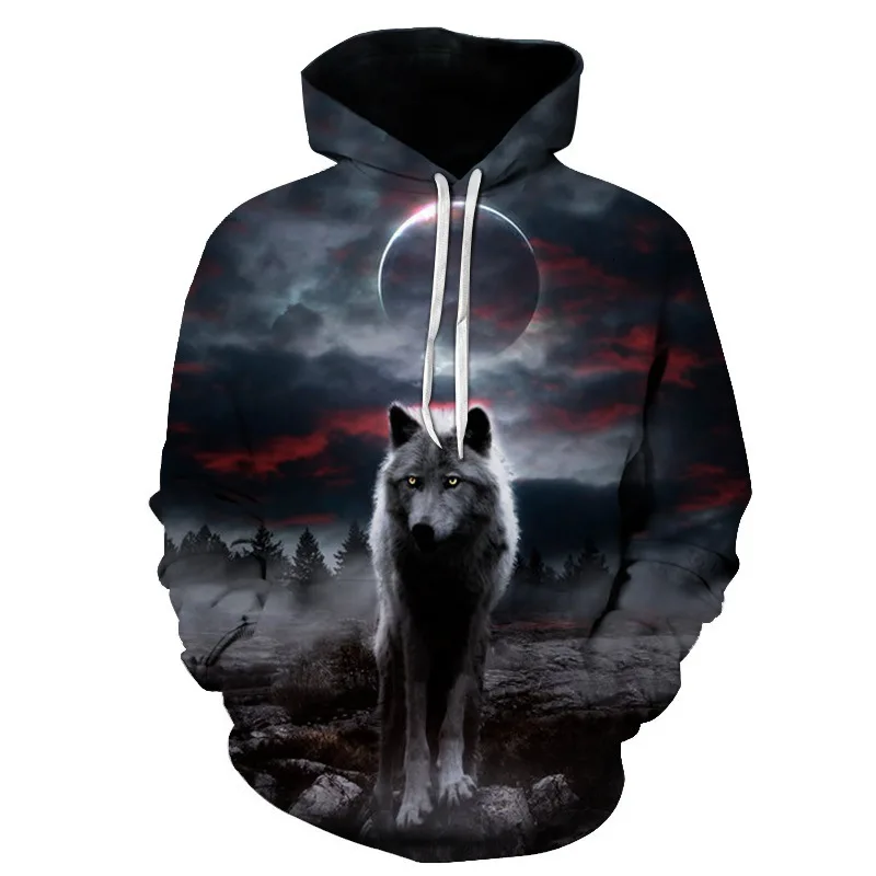 

New wolf hoodies Men's hoodie autumn Winter hip hop hoody Tops Casual Brand 3D wolf head Hoodie Sweatshirt XXS-6XL