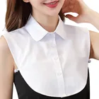 Для женщин Съемная отворот Поддельные меховой воротник с оборками хлопковая блуза-обманкой рубашка с воротником съемный накладные, наполовину рубашка блузка 2020