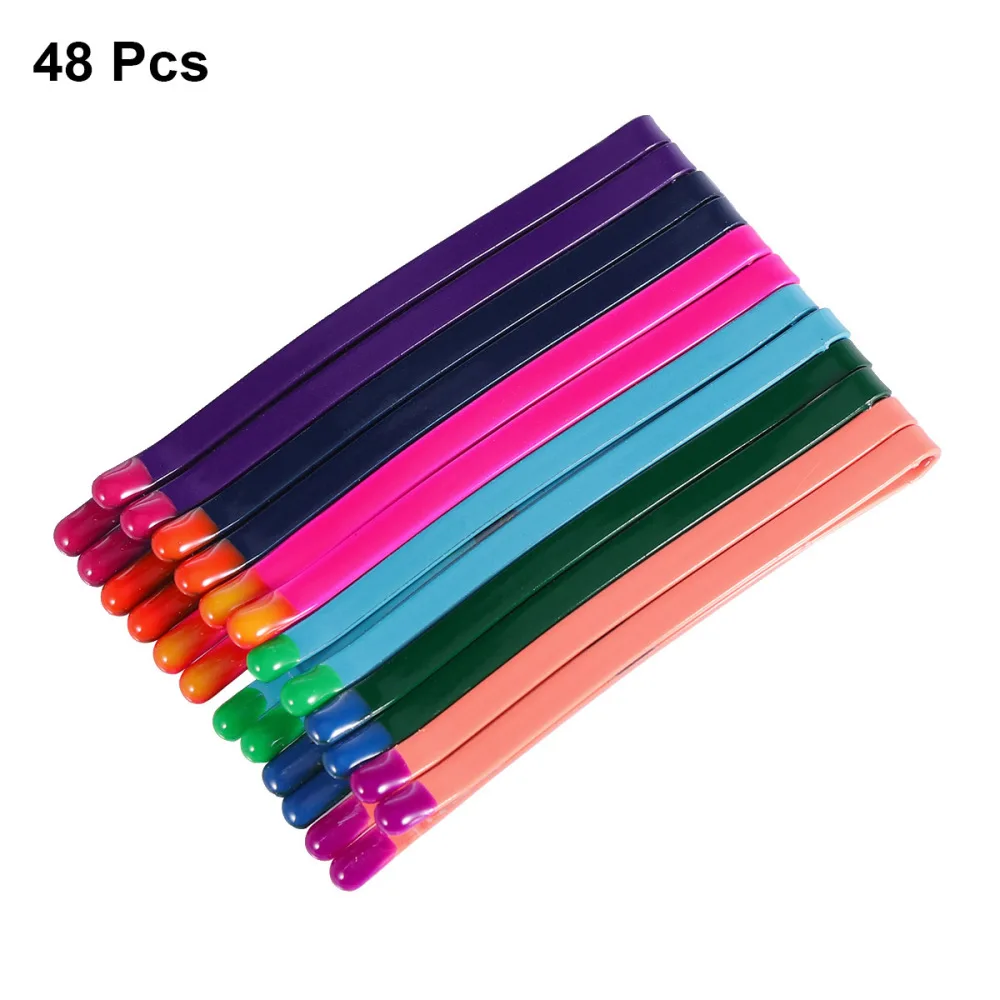 

48pcs Mixed Colored Hair Clips Kids Cute Design Barrettes Girls Metal Snap Hairpins