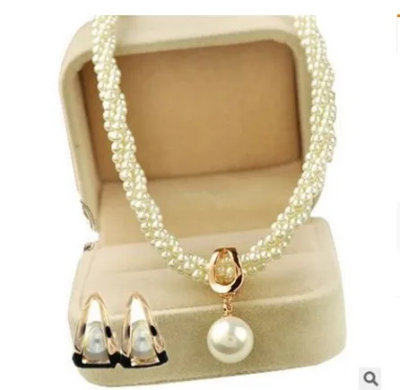 Chaming Кристалл Алмаз жемчуг свадебные вечерние невесты набор дамские ожерелья