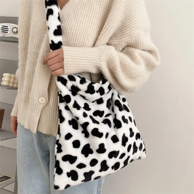 

Elegant Design Cow Pattern Women Tote Handbags Casual Large Capacity Ladies Shoulder Bag Simple Fashion Female Messenger Bags