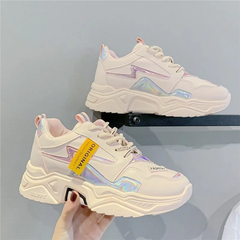 

2021 Fashion Casual Platform Sneakers White Woman Vulcanize Shoes For Women Female Thick Soles Chunky Sneakers Zapatos Mujer New