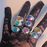 korean simple design vintage adjustable rings for women egirl y2k discoloration evil eye aesthetic harajuku ring opening jewelry