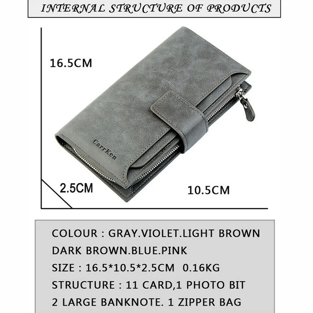 

Office Lady Fashion Lady Women Men Leather Clutch Wallet Zipper Long Card Holder Case Purse