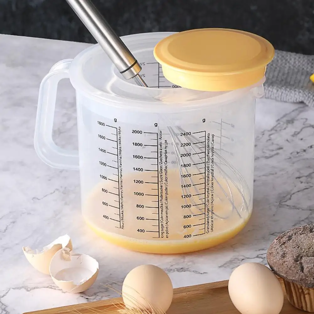

2.5l Baking Measuring Cup Transparent Home Scale Mixing Bowl With Lid Kitchen Tools