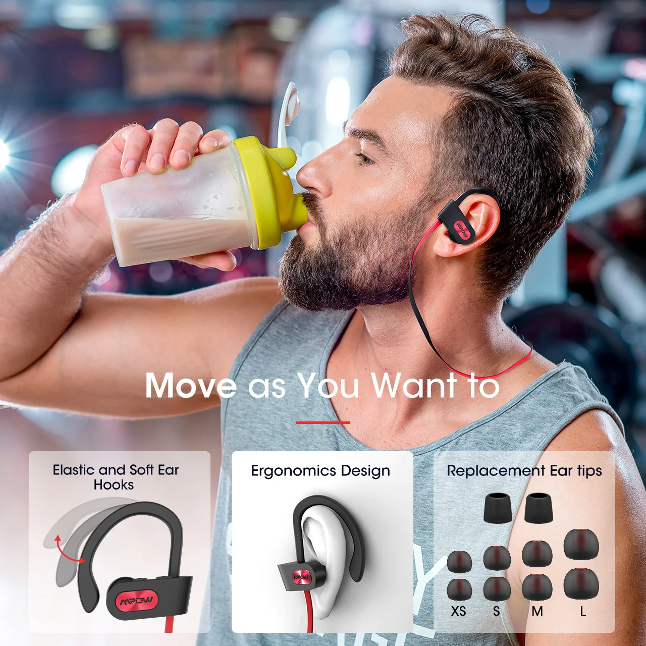 Mpow Flame 088A Bluetooth наушники IPX7 водонепроницаемая Спортивная беспроводная гарнитура
