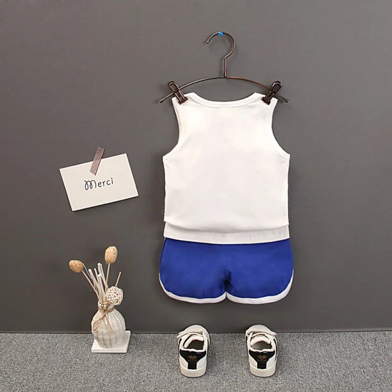 2019 HOT Baby Clothes Summer Boys Girls Casual Sleeveless Cartoon Words Print T-shirt Tops+Shorts Suits Costume Set | Детская одежда и