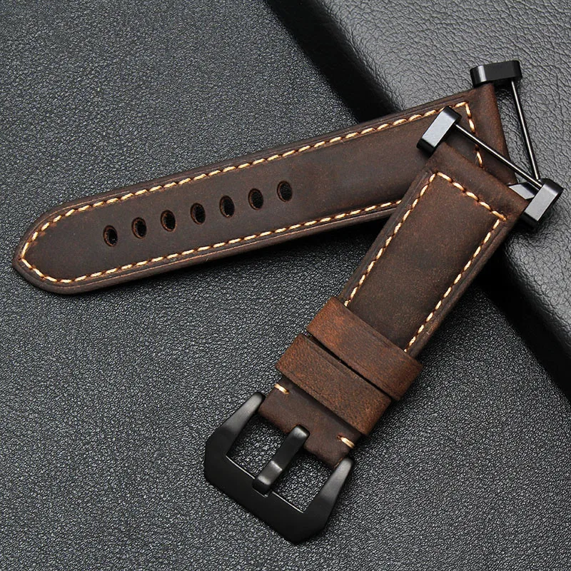 Кожаный ремешок для Suunto Core band Crazy Horse с застежкой PVD + адаптером|strap back|strap heart rate