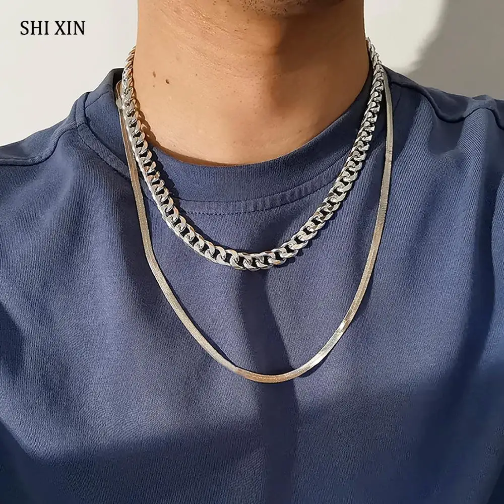 

SHIXIN Separable Layered Chunky Chain Necklace for Women/Men Hip Hop Short Choker Necklace Set on the Neck 2020 Necklace Jewelry