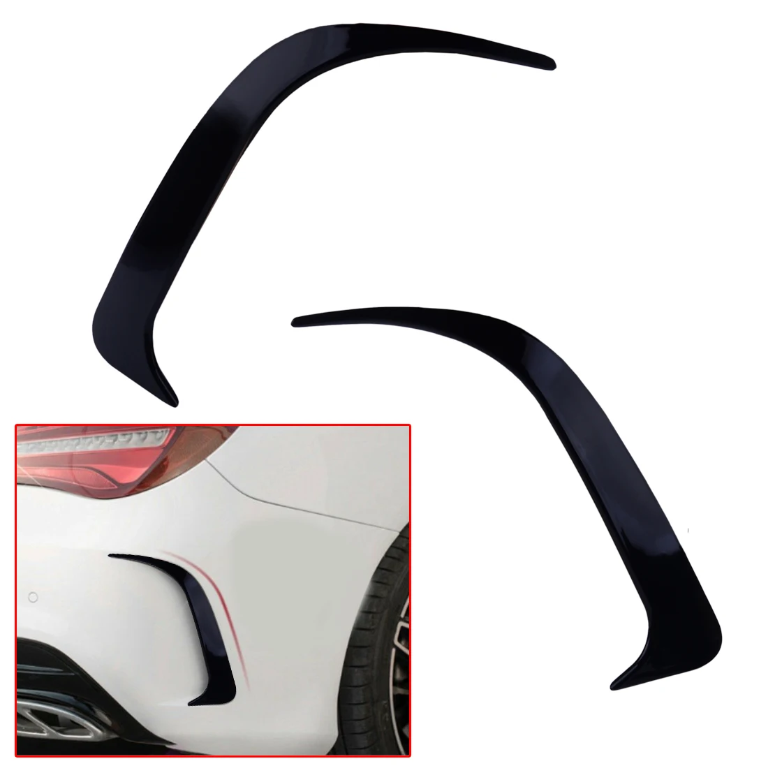 

1 пара, автомобильная задняя крышка с вентиляционным отверстием, отделка, глянцевый черный, подходит для Benz W117 CLA250 CLA200 CLA45 2014 2015 2016 2017 2018