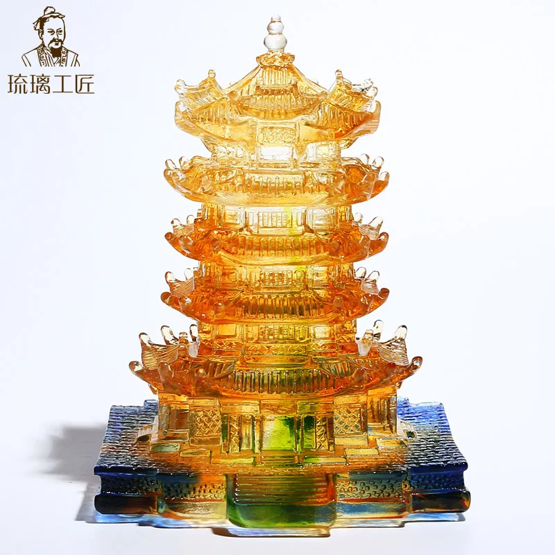 Стеклянная поделка Wuhan желтая башня журавля туристический сувенир специальный