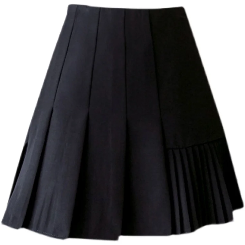 

Faldas Mujer Moda 2021 Spring Summer Black Pleated Skirt Casual High Waist Korean Version Vintage Sexy Mini Skirts for Women