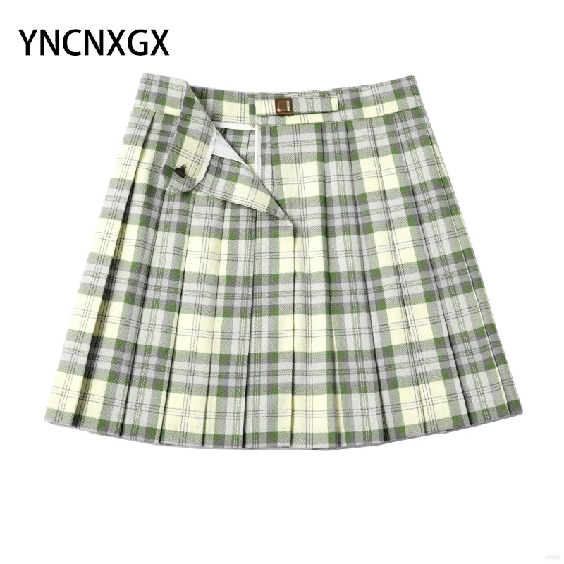 

High Waist Plaid Pleated Skirt Japanese JK Uniform Skirt Green Check Skirt Jk Short Skirt