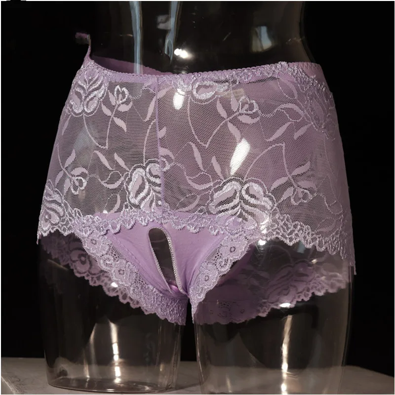 Мужские сексуальные трусики с открытой промежностью кружевные для геев танга