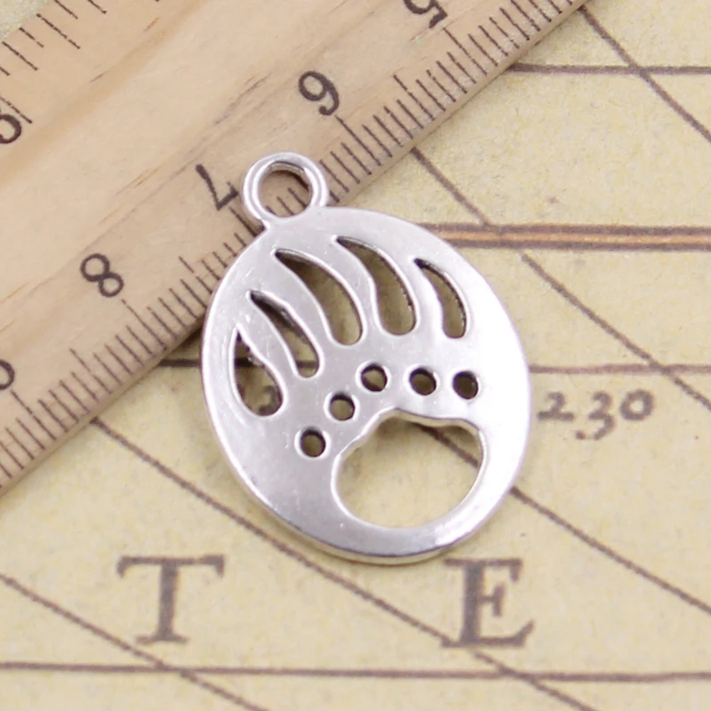

10pcs Charms Bear Paw Claw Cut 30x22mm Tibetan Bronze Silver Color Pendants Antique Jewelry Making DIY Handmade Craft