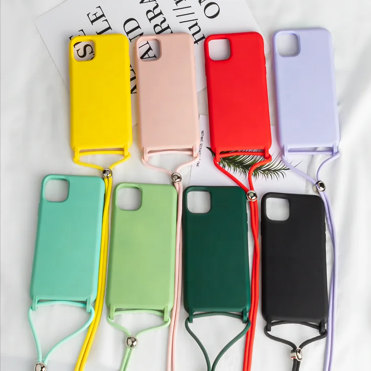 

Full Cover TPU Phone Case for iPhone 12 Pro Max Handmade Necklace Chain Mobile Phone Case with Strap for iPhone 11 XR X XS 7 8P