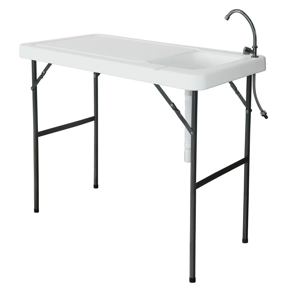 

Multi-Purpose Folding Portable Fish Fillet&Hunting&Cutting Table with Sink Faucet 59x94.5x115CM Off White[US-Stock]