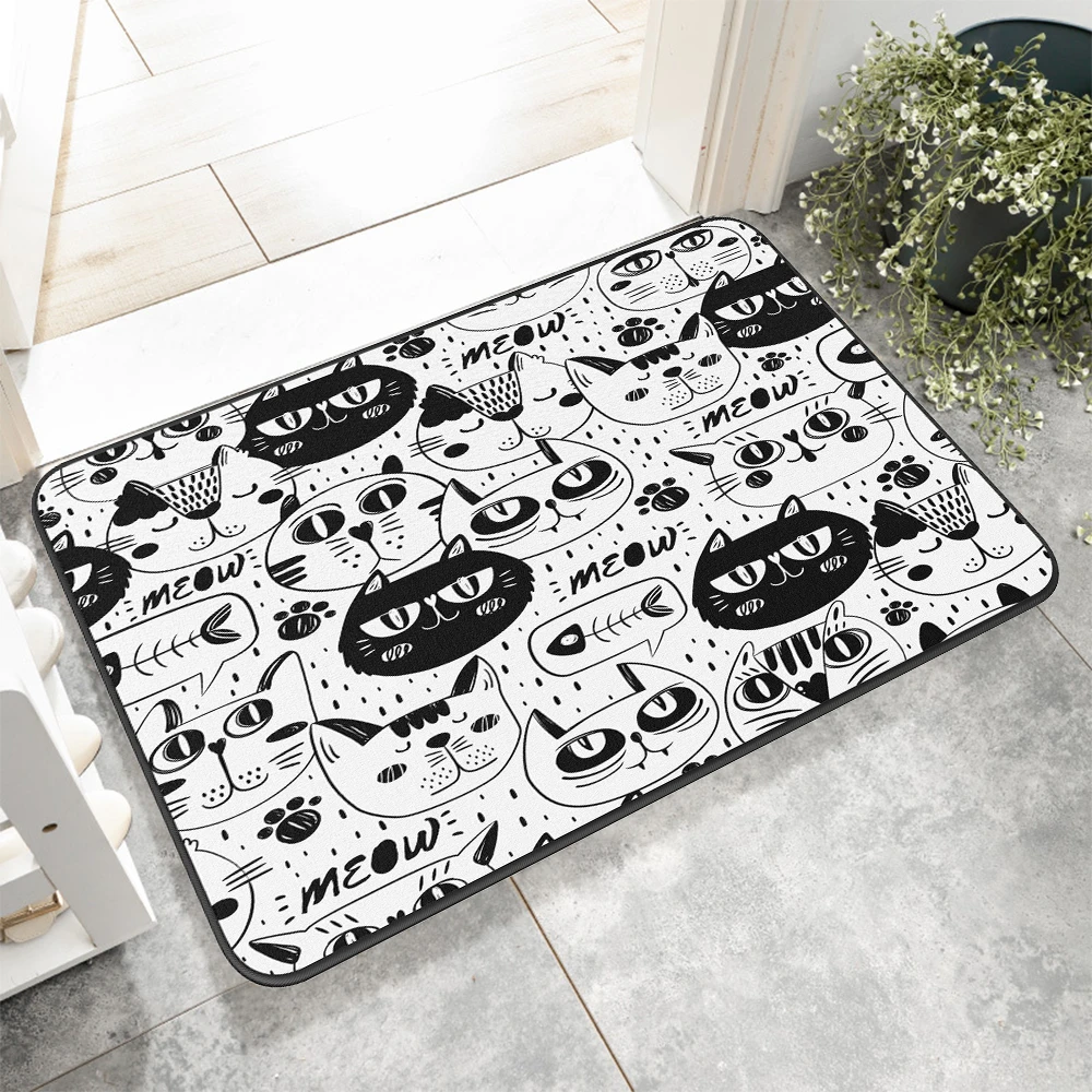 

Doormat Animal Carpet Floor Mat Cat Printing Bathroom Non-slip Bath Mat Flannel Door Mat Bedroom Kitchen Hallway Rug 40x60cm