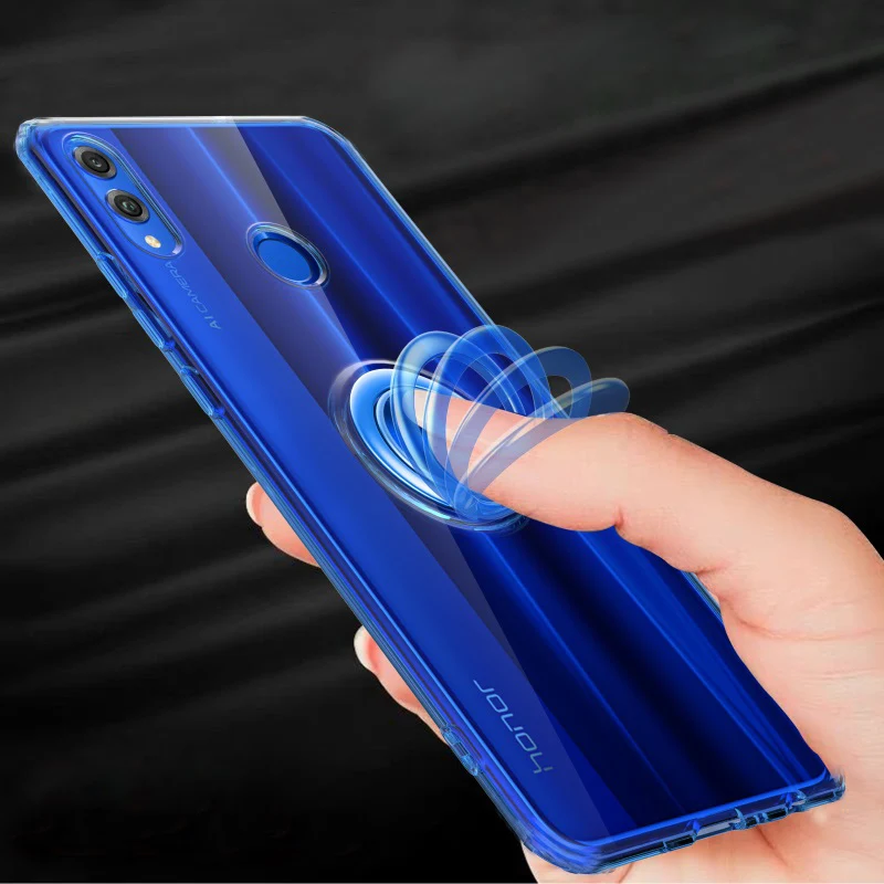 Для huawei Honor 8X чехол Honor8X бизнес с кольцом для пальцев магнетизм держатель прозрачный чехол для huawei Honor 8X чехол для телефона