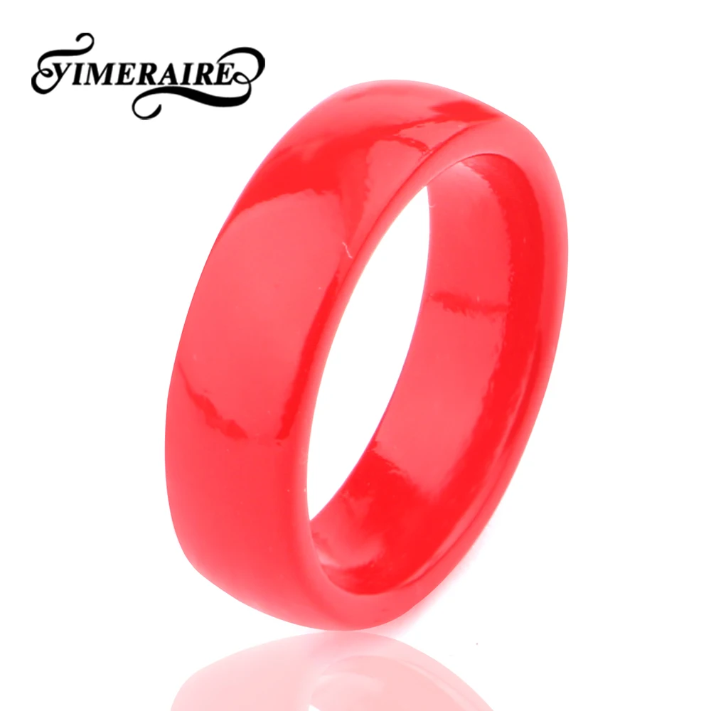 Новые простые энтузиазм красный Керамика кольца шириной 6 мм Гладкие для Для