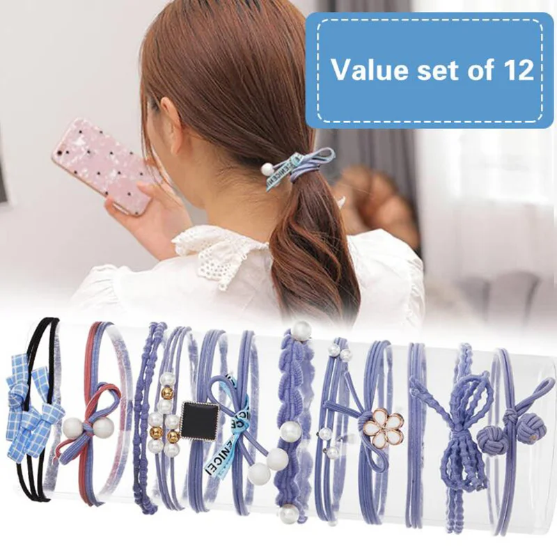 Эластичные резинки для волос с искусственным жемчугом девочек и женщин 12