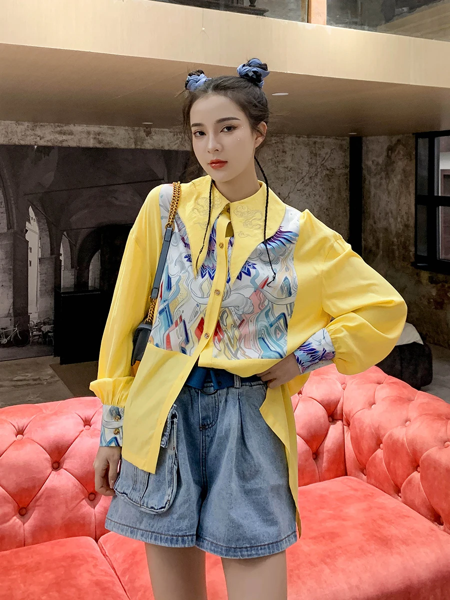 

Shirt women's stacked design sense niche new 2021 fashion shirt long sleeve Chinese style national tide women's jacket