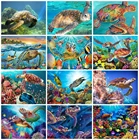 Роспись по номерам EverShine, животные, ручная роспись, сделай сам, раскраски по номерам, черепаха, набор для рисования на холсте, Настенный декор для детской комнаты