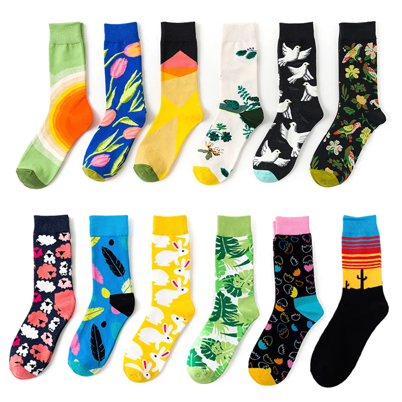 Носки мужские/женские хлопковые с принтом милые модные теплые Смешные рисунком