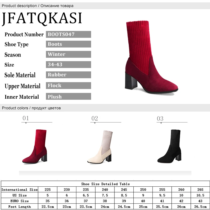 

Women Boots Warm Wool Tube Mid-Calf Boots Plush Non-slip On Fashion Thick Heel Ladies Shoes Plus Size Basic Style 2019 New