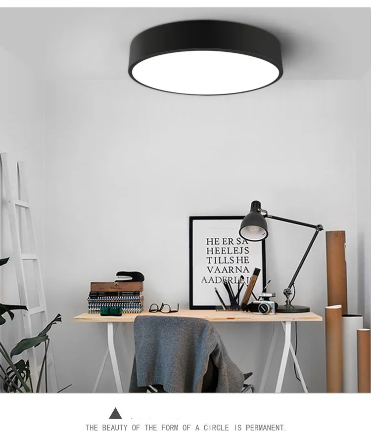 Современные светодиодные акриловые потолочные светильники круглый белый/черный