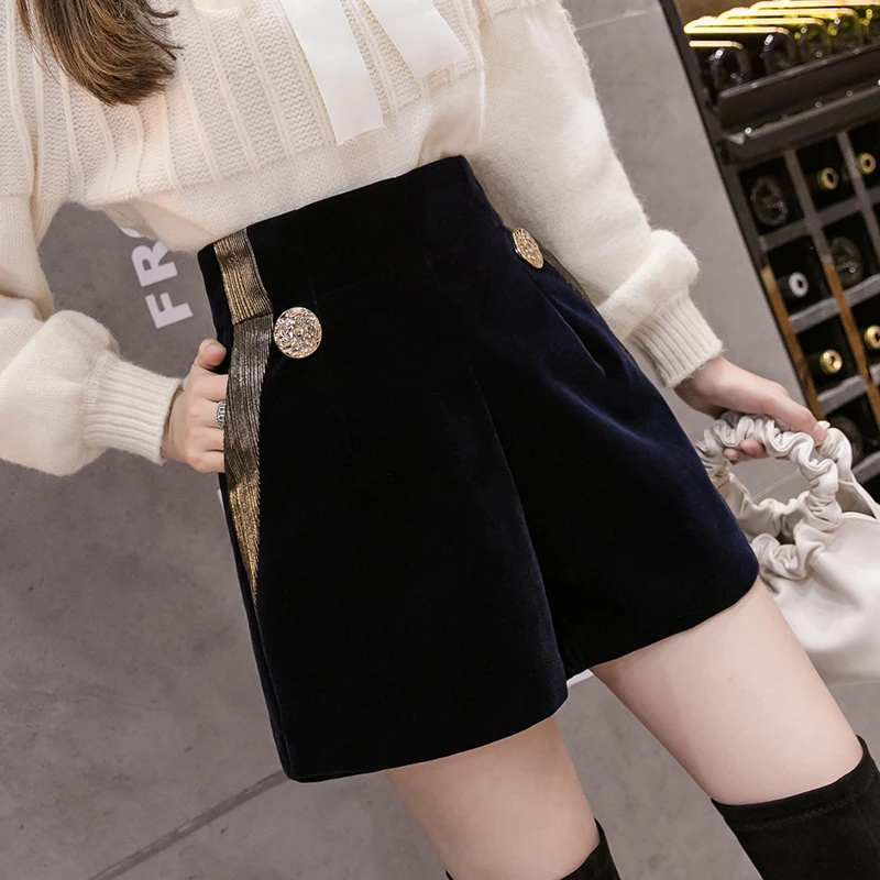 Женские бархатные шорты в стиле пэчворк Осень зима 2019 повседневные женские