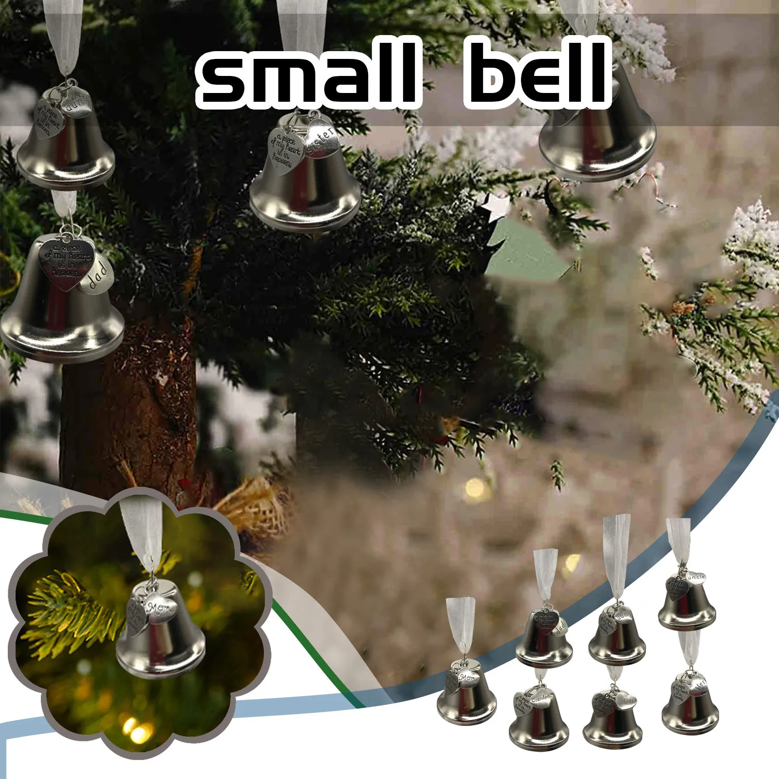 

Колокольчики, памятное украшение, рождественские украшения, памятные украшения для потери любимого человека, персонализированная подвеск...