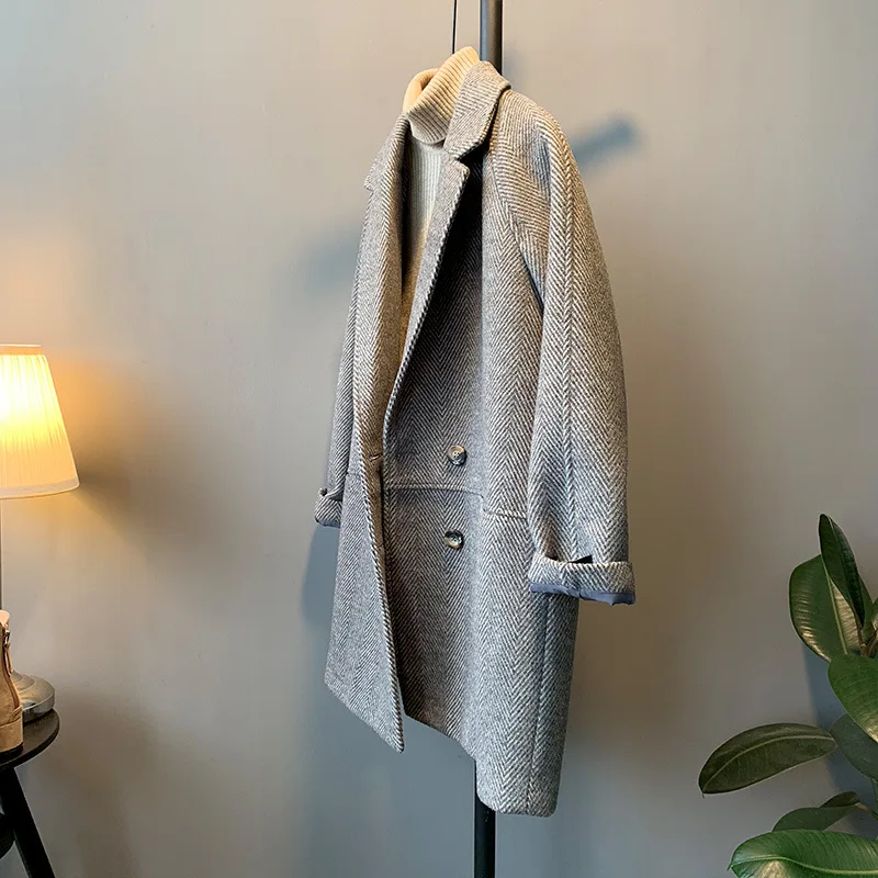 

Women Thick Tailored Coat Autumn Winter Feminine Warm Outwear Jacket Korean Japan Elegant OverCoat Blends Harajuku Abrigos Mujer