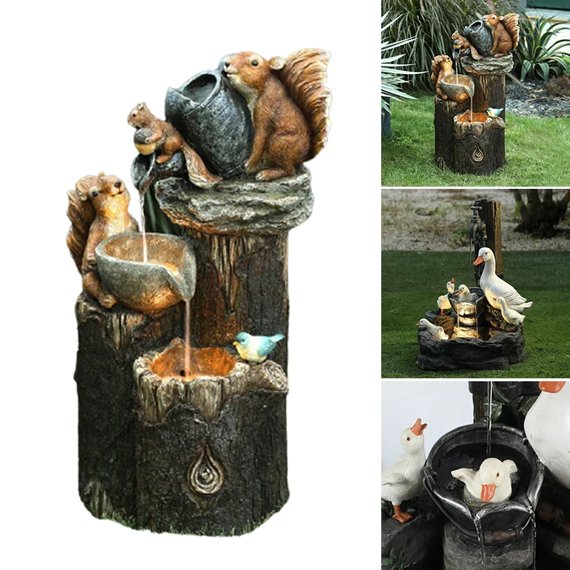 

Садовый декор, уличная статуя животного, садовая статуя, утка/белка, скульптура под давлением воды, креативное полимерное украшение для дво...