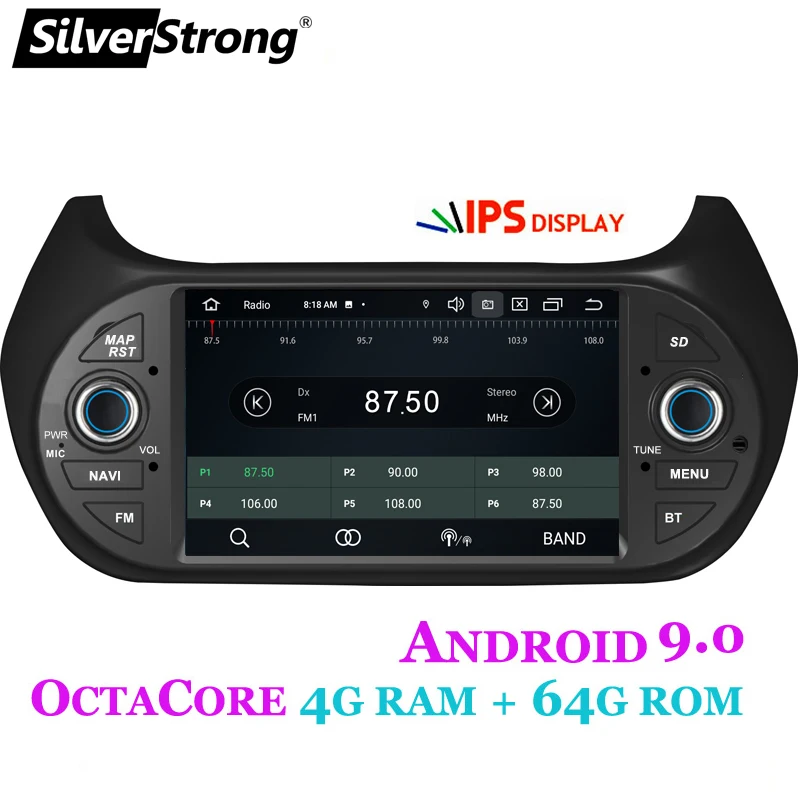 SilverStrong Автомобильный мультимедийный плеер gps Android9.0 Автомагнитола 1Din DVD 4G для FIAT/Fiorino/Qubo/Citroen/Nemo/peugeot/Bipper 2G16G