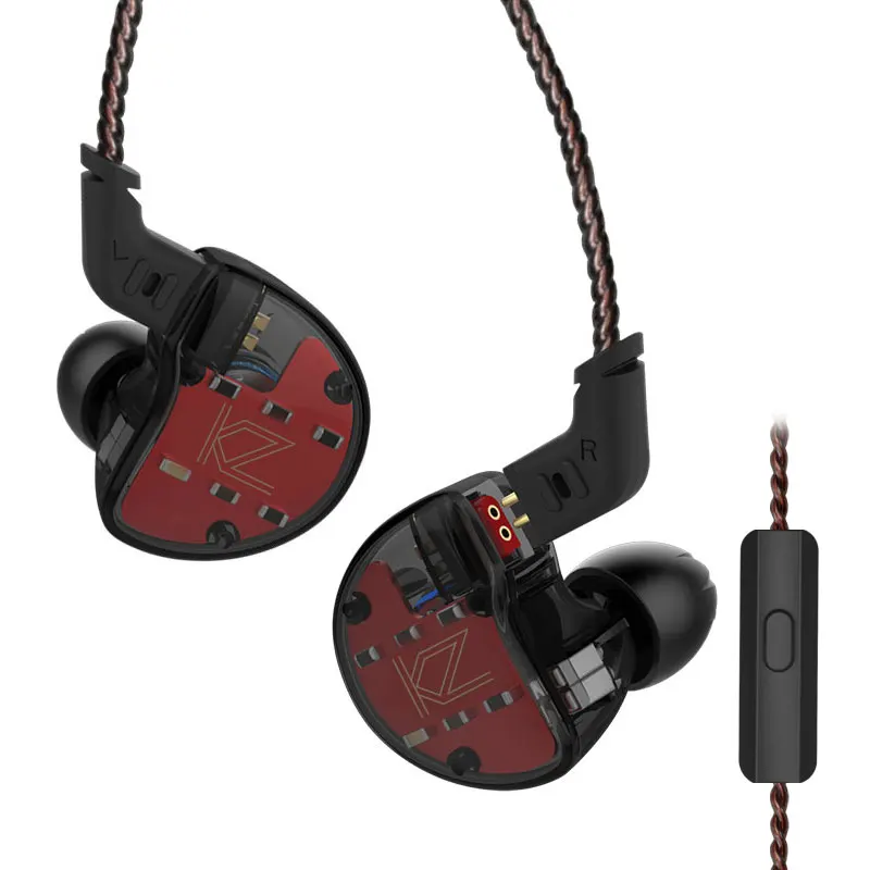 black with mic AK KZ ZS10 4BA+ 1DD гибридные наушники-вкладыши, Hi-Fi наушники для бега, спортивные наушники, наушники-вкладыши KZ ZS7 AS10 AS16 ZSN PRO ZSX AS12 - Цвет: black with mic